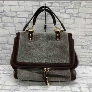 Dolce&Gabbana Gray Shearling Satchel Handbag